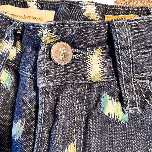 Anthropologie Pilcro Artstroke Stet Fit Jean Shorts High Waist Linen Denim 25 - Picture 2 of 11